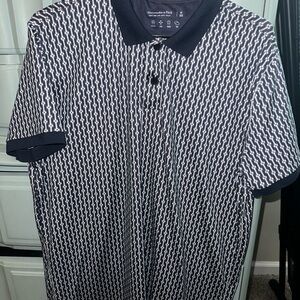 Abercrombie & Fitch Men's Navy and White Patterned Shirt